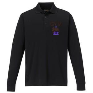 Gym Is My Happy Hour Gym Lovers Fitness Gift Performance Long Sleeve Polo