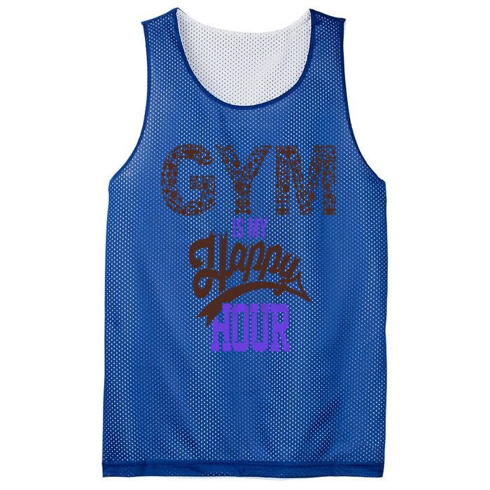 Gym Is My Happy Hour Gym Lovers Fitness Gift Mesh Reversible Basketball Jersey Tank