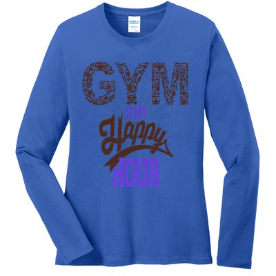 Gym Is My Happy Hour Gym Lovers Fitness Gift Ladies Long Sleeve Shirt