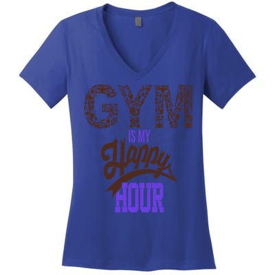Gym Is My Happy Hour Gym Lovers Fitness Gift Women's V-Neck T-Shirt