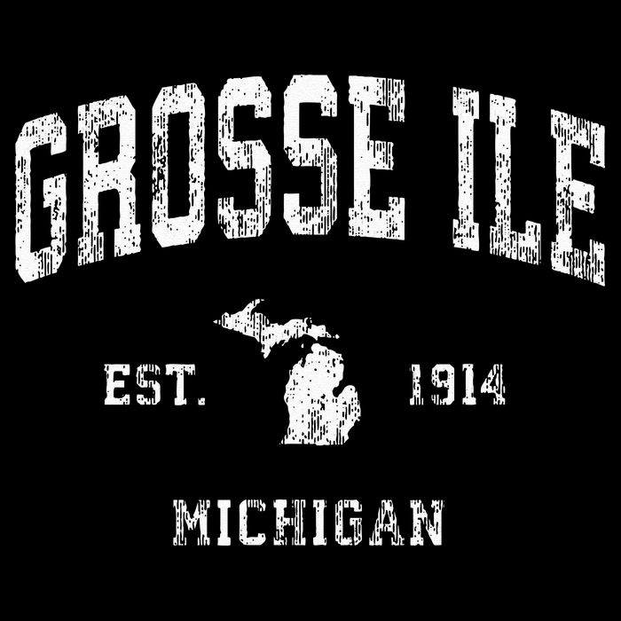 Grosse Ile Michigan MI Vintage Athletic Sports Design Bucket Hat