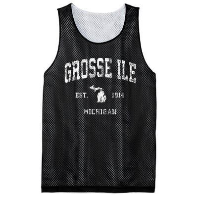 Grosse Ile Michigan MI Vintage Athletic Sports Design Mesh Reversible Basketball Jersey Tank