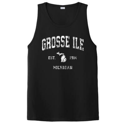 Grosse Ile Michigan MI Vintage Athletic Sports Design PosiCharge Competitor Tank