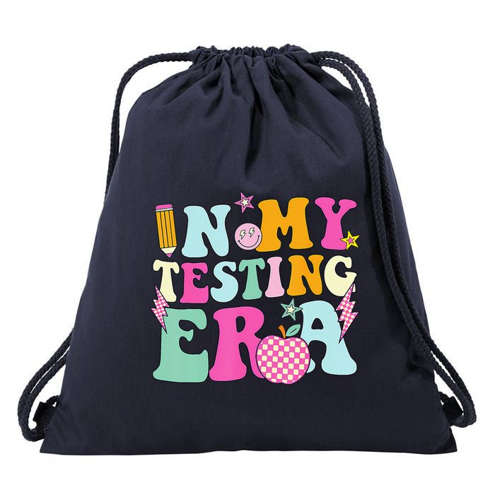 Groovy In My Testing Era Testing Day Teacher Test Day Drawstring Bag