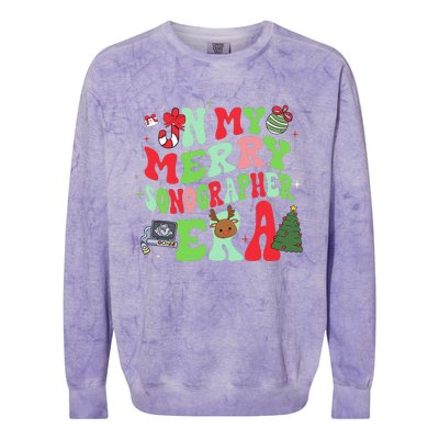 Groovy In My Merry Sonographer Era Funny Christmas  Colorblast Crewneck Sweatshirt