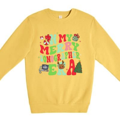 Groovy In My Merry Sonographer Era Funny Christmas  Premium Crewneck Sweatshirt