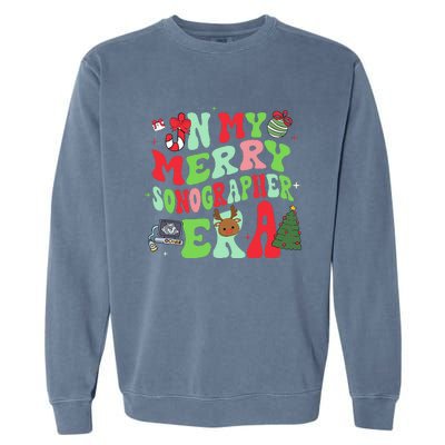 Groovy In My Merry Sonographer Era Funny Christmas  Garment-Dyed Sweatshirt