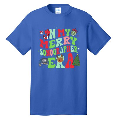 Groovy In My Merry Sonographer Era Funny Christmas  Tall T-Shirt