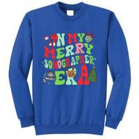 Groovy In My Merry Sonographer Era Funny Christmas  Tall Sweatshirt