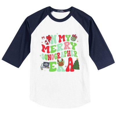 Groovy In My Merry Sonographer Era Funny Christmas  Baseball Sleeve Shirt