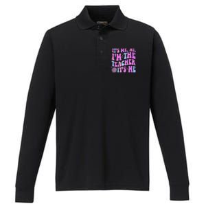 Groovy Its Me Hi Im The Teacher Its Me Teacher Life Performance Long Sleeve Polo