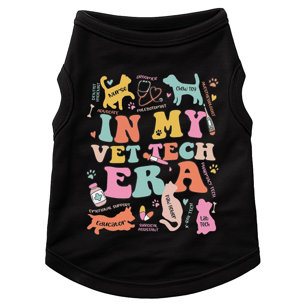 Groovy In My Vet Tech Era Monogrammed Veterinarian Grad Doggie Tank