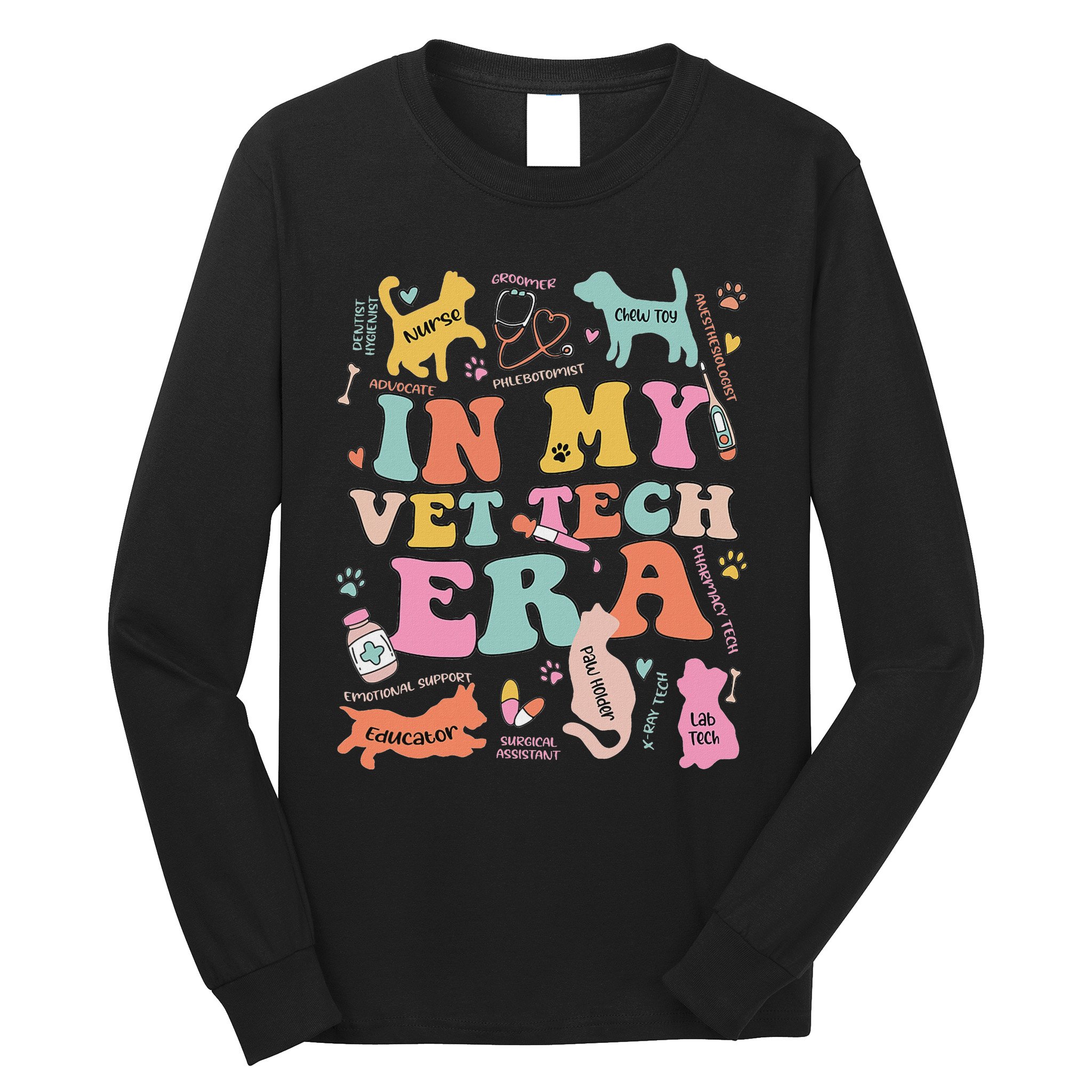 Groovy In My Vet Tech Era Monogrammed Veterinarian Grad Long Sleeve Shirt
