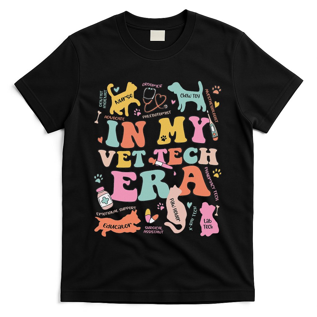 Groovy In My Vet Tech Era Monogrammed Veterinarian Grad T-Shirt