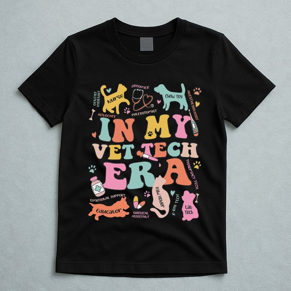 Groovy In My Vet Tech Era Monogrammed Veterinarian Grad T-Shirt