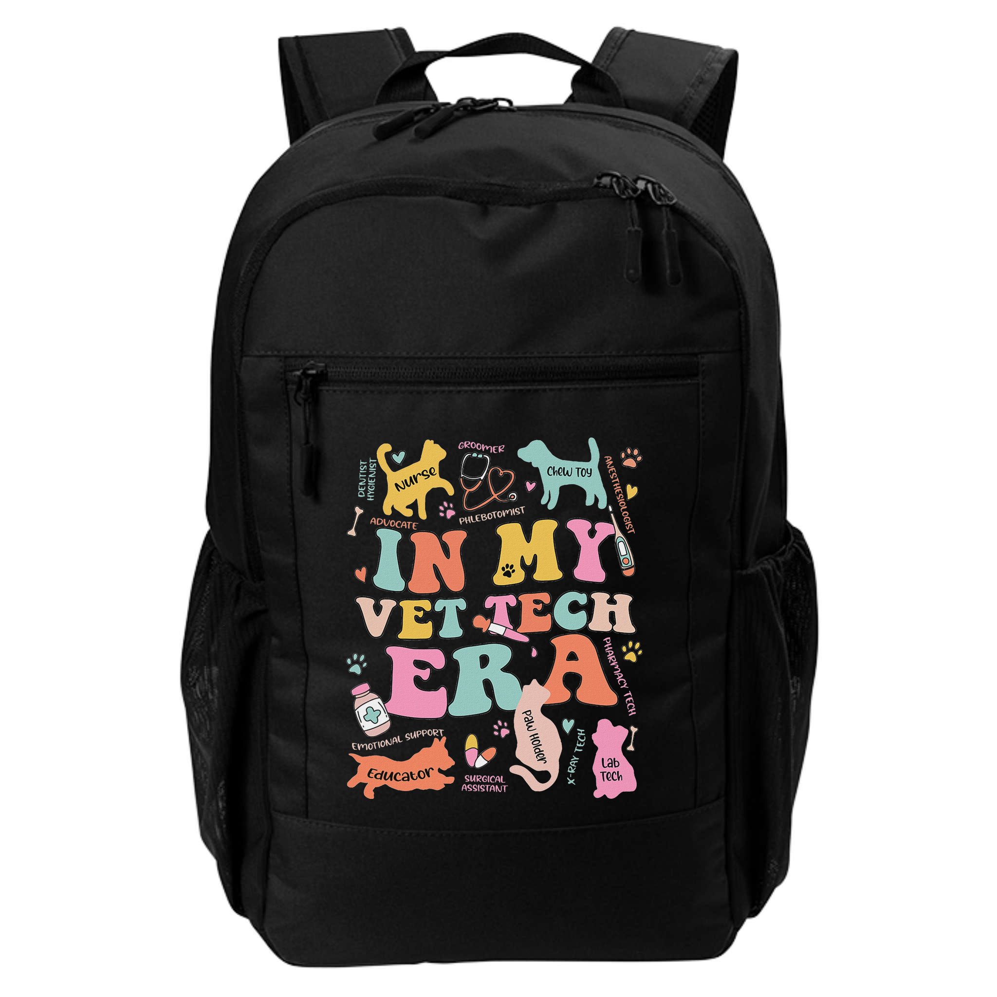 Groovy In My Vet Tech Era Monogrammed Veterinarian Grad Backpack