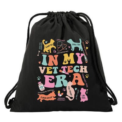 Groovy In My Vet Tech Era Monogrammed Veterinarian Grad Drawstring Bag