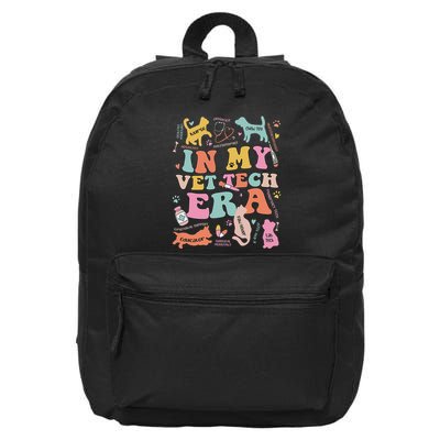 Groovy In My Vet Tech Era Monogrammed Veterinarian Grad 16 in Basic Backpack