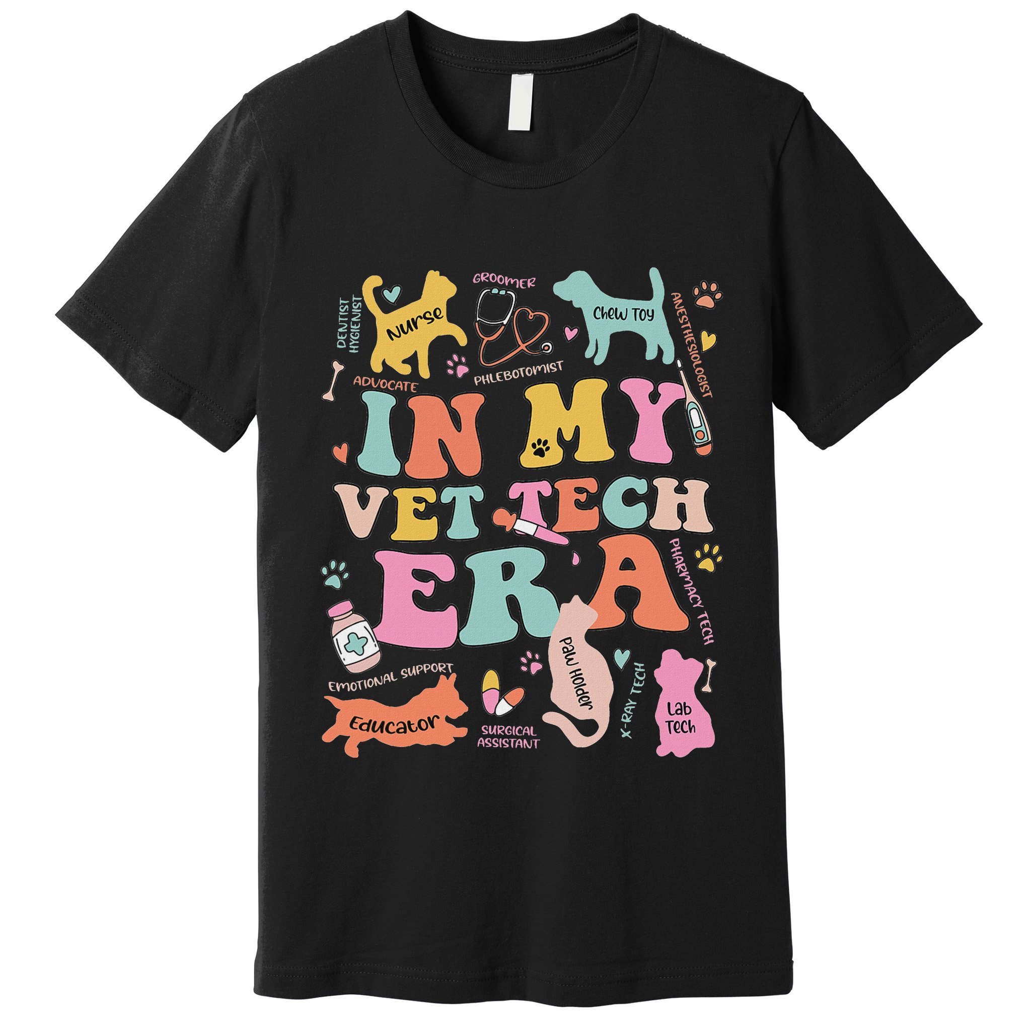 Groovy In My Vet Tech Era Monogrammed Veterinarian Grad Premium T-Shirt