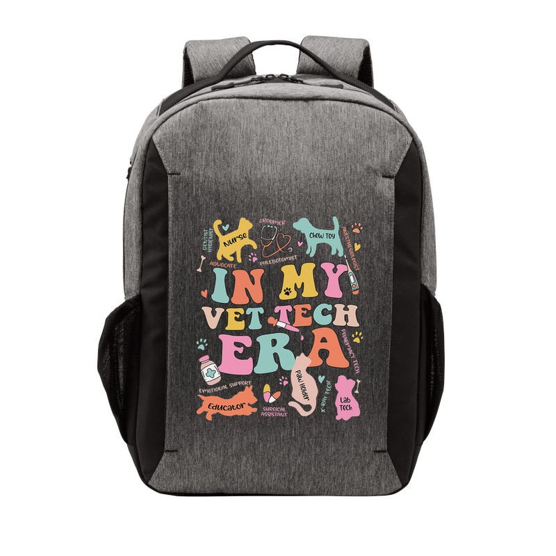 Groovy In My Vet Tech Era Monogrammed Veterinarian Grad Vector Backpack