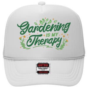 Gardening Is My Therapy High Crown Mesh Back Trucker Hat