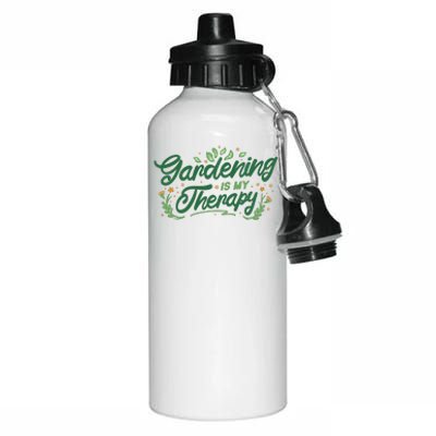 Gardening Is My Therapy Aluminum Water Bottle 