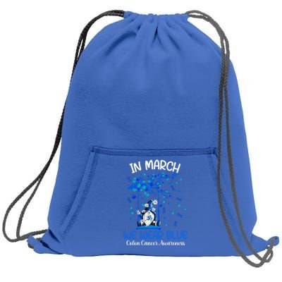 Gnome In March We Wear Blue Clothing Colon Cancer Awareness Gift Sweatshirt Cinch Pack Bag