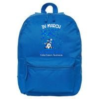 Gnome In March We Wear Blue Clothing Colon Cancer Awareness Gift 16 in Basic Backpack