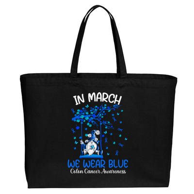 Gnome In March We Wear Blue Clothing Colon Cancer Awareness Gift Cotton Canvas Jumbo Tote