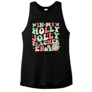 Groovy In My Holly Xmas Jolly Teacher Era Christmas Vibes Gift Ladies PosiCharge Tri-Blend Wicking Tank