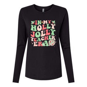 Groovy In My Holly Xmas Jolly Teacher Era Christmas Vibes Gift Womens Cotton Relaxed Long Sleeve T-Shirt