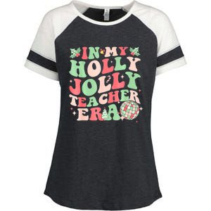 Groovy In My Holly Xmas Jolly Teacher Era Christmas Vibes Gift Enza Ladies Jersey Colorblock Tee