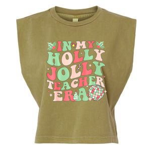 Groovy In My Holly Xmas Jolly Teacher Era Christmas Vibes Gift Garment-Dyed Women's Muscle Tee