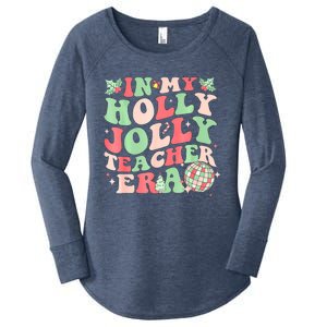 Groovy In My Holly Xmas Jolly Teacher Era Christmas Vibes Gift Women's Perfect Tri Tunic Long Sleeve Shirt