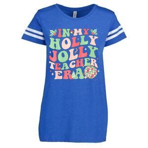 Groovy In My Holly Xmas Jolly Teacher Era Christmas Vibes Gift Enza Ladies Jersey Football T-Shirt