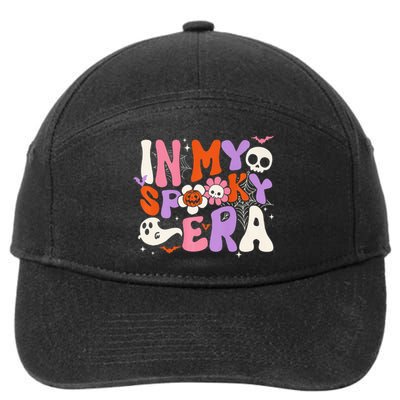 Groovy In My Spooky Era Retro Halloween Ghost Scary Horror 7-Panel Snapback Hat