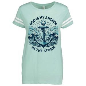 God Is My Anchor In The Storm Christian Jesus Christ Bible Enza Ladies Jersey Football T-Shirt