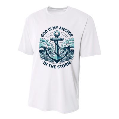 God Is My Anchor In The Storm Christian Jesus Christ Bible Youth Performance Sprint T-Shirt