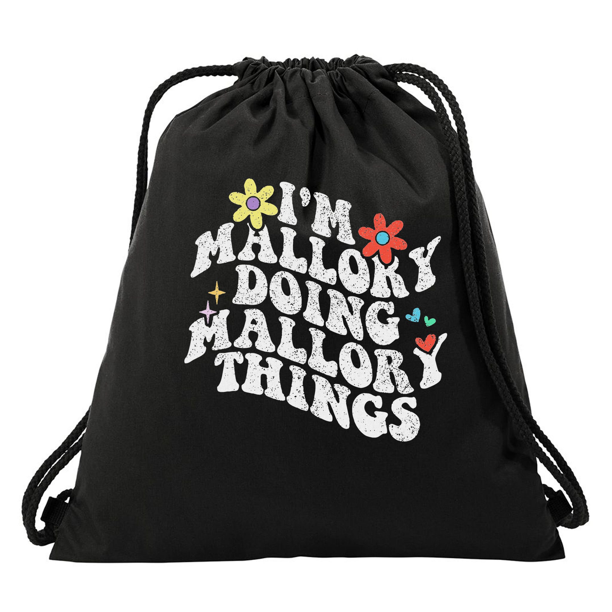 Groovy Im Mallory Doing Mallory Things Funny Mother's Day Drawstring Bag