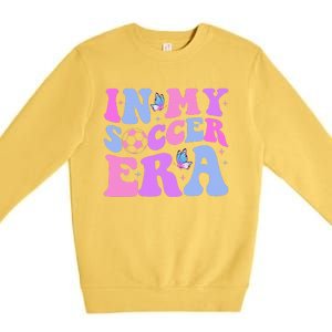 Groovy In My Soccer Era Soccer Player Cute Premium Crewneck Sweatshirt