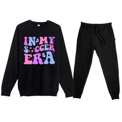 Groovy In My Soccer Era Soccer Player Cute Premium Crewneck Sweatsuit Set