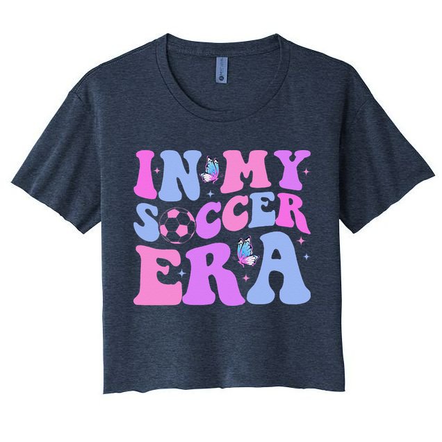 Groovy In My Soccer Era Soccer Player Cute Women's Crop Top Tee