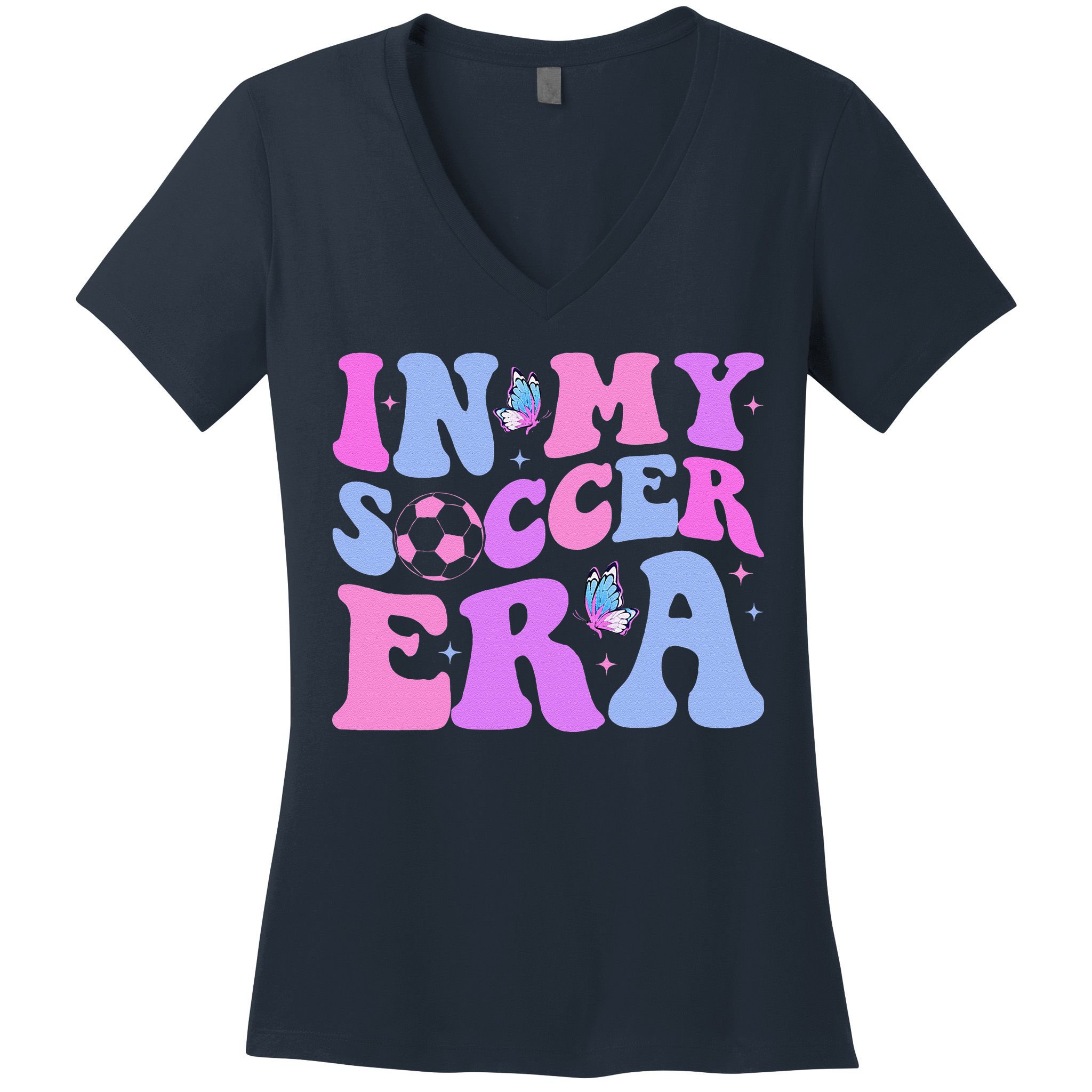 Groovy In My Soccer Era Soccer Player Cute Women's V-Neck T-Shirt