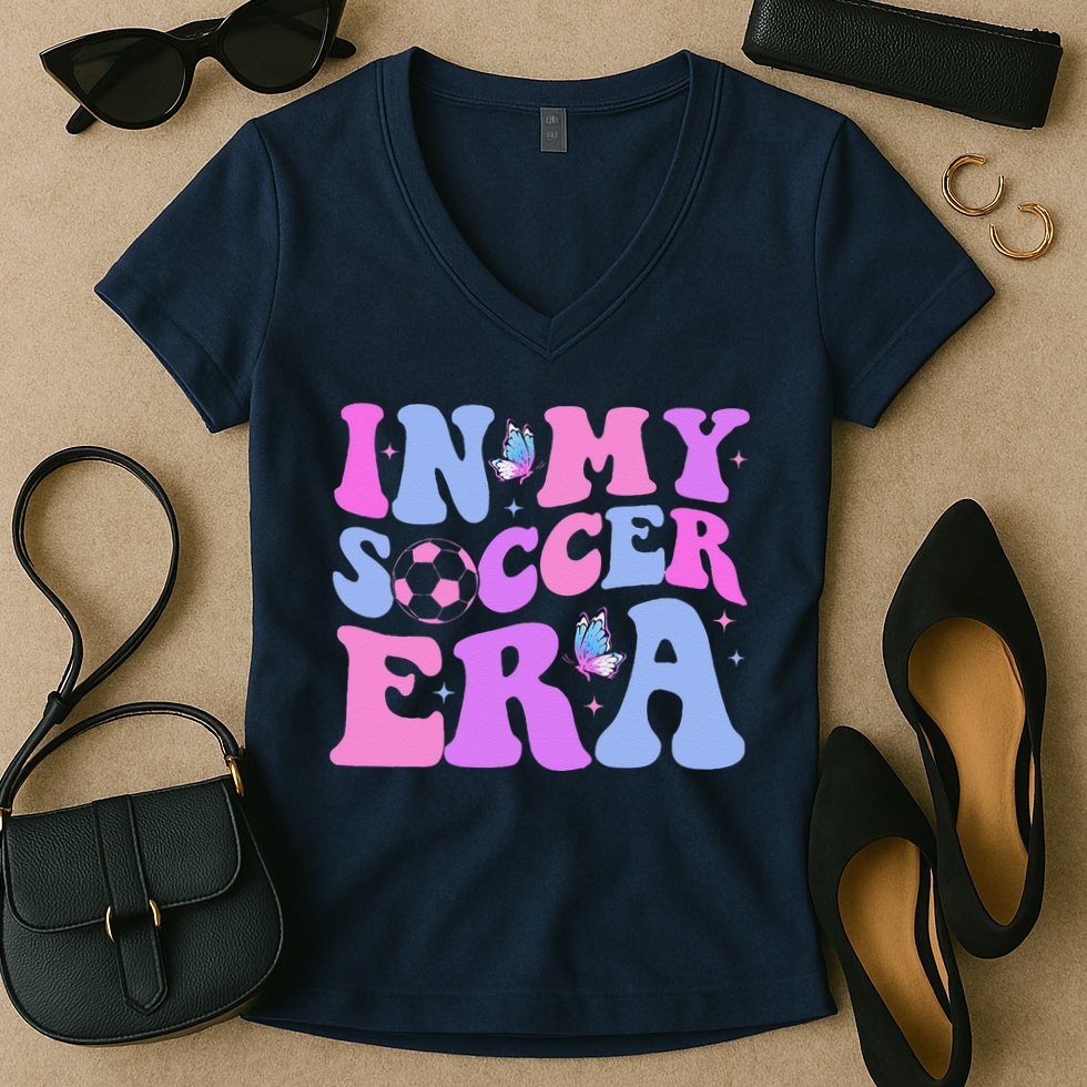 Groovy In My Soccer Era Soccer Player Cute Women's V-Neck T-Shirt