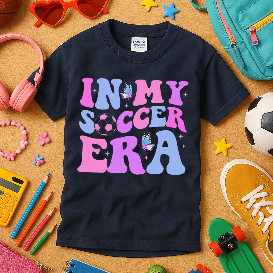 Groovy In My Soccer Era Soccer Player Cute Kids T-Shirt