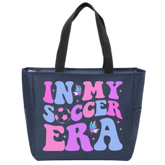 Groovy In My Soccer Era Soccer Player Cute Zip Tote Bag