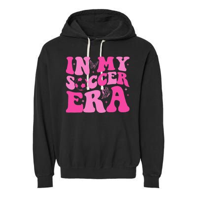 Groovy In My Soccer Era Soccer Player Garment-Dyed Fleece Hoodie