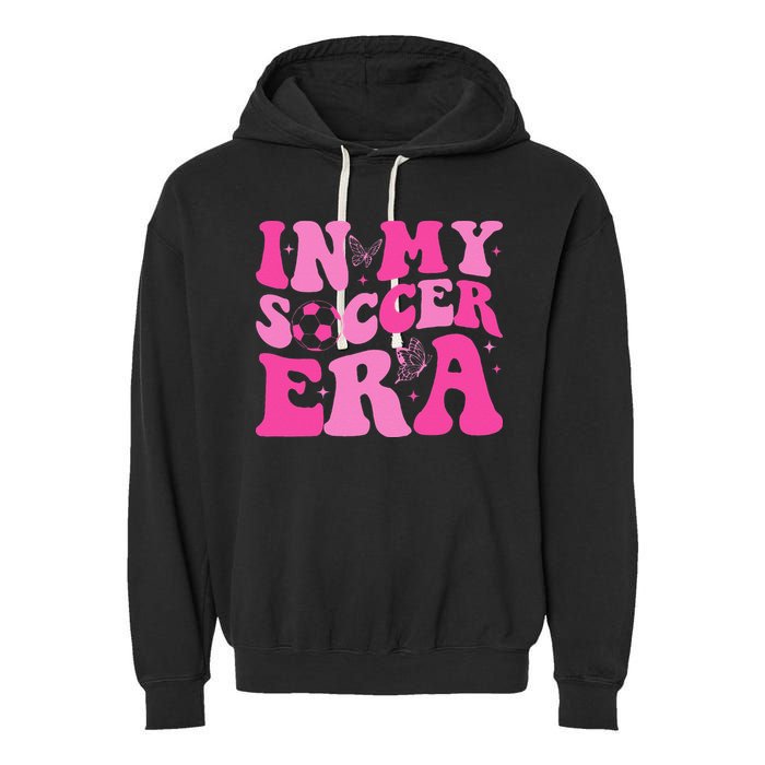 Groovy In My Soccer Era Soccer Player Garment-Dyed Fleece Hoodie