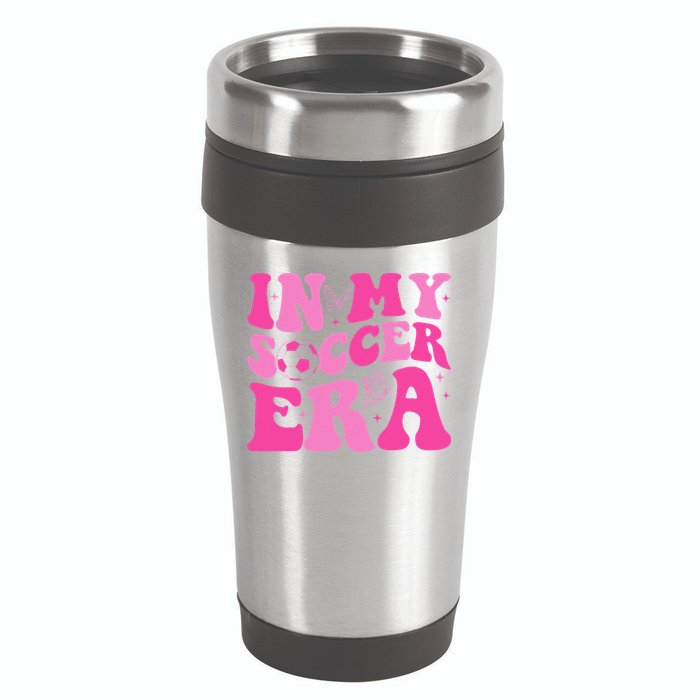 Groovy In My Soccer Era Soccer Player 16oz Travel Tumbler