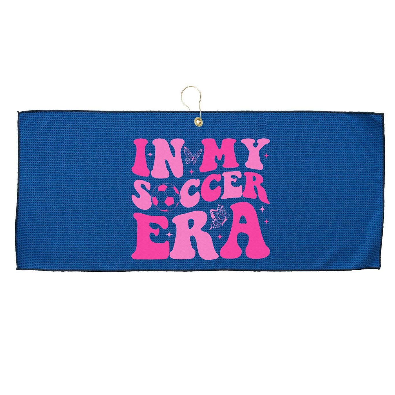 Groovy In My Soccer Era Soccer Player Large Microfiber Waffle Golf Towel
